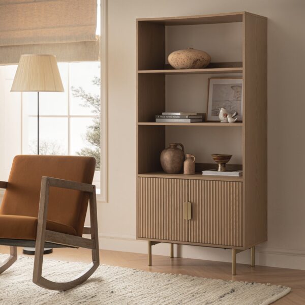 The Store Inlh Light Ash Richmond Ridged Tall Bookcase with Doors