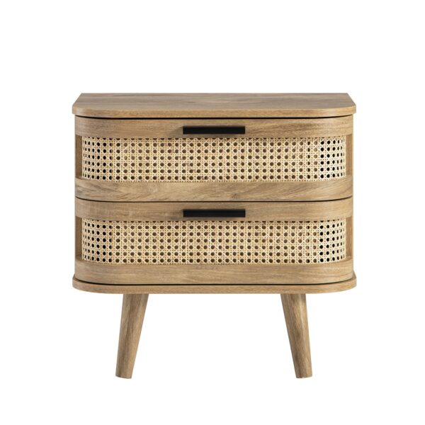 The Store Inlh Natural Curved Rattan 2-Drawer Nightstand