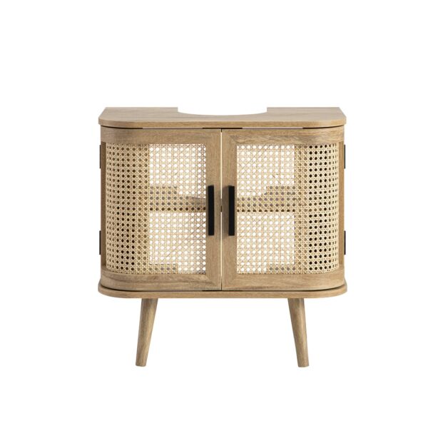 Meeqa Natural Curved Rattan Undersink Storage Unit