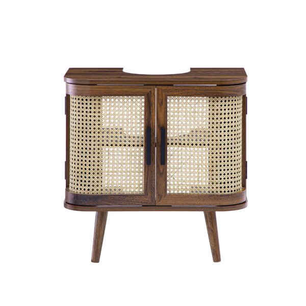 meeqa Walnut Curved Rattan Undersink Storage Unit – Stylish & Functional