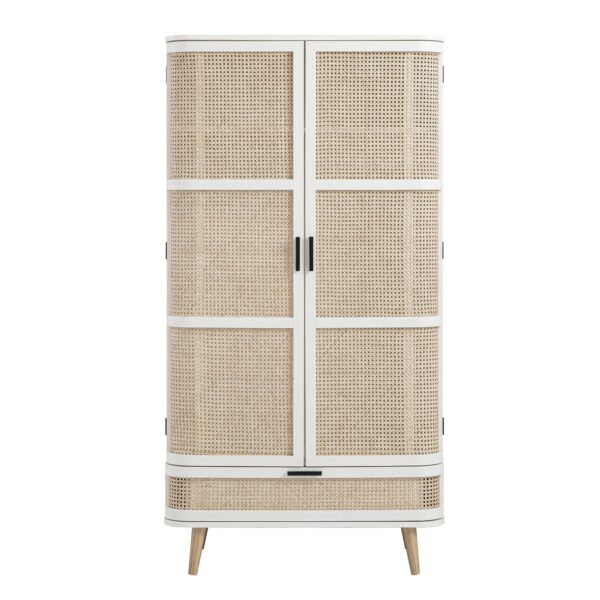Meeqa White Curved Rattan Double Closet